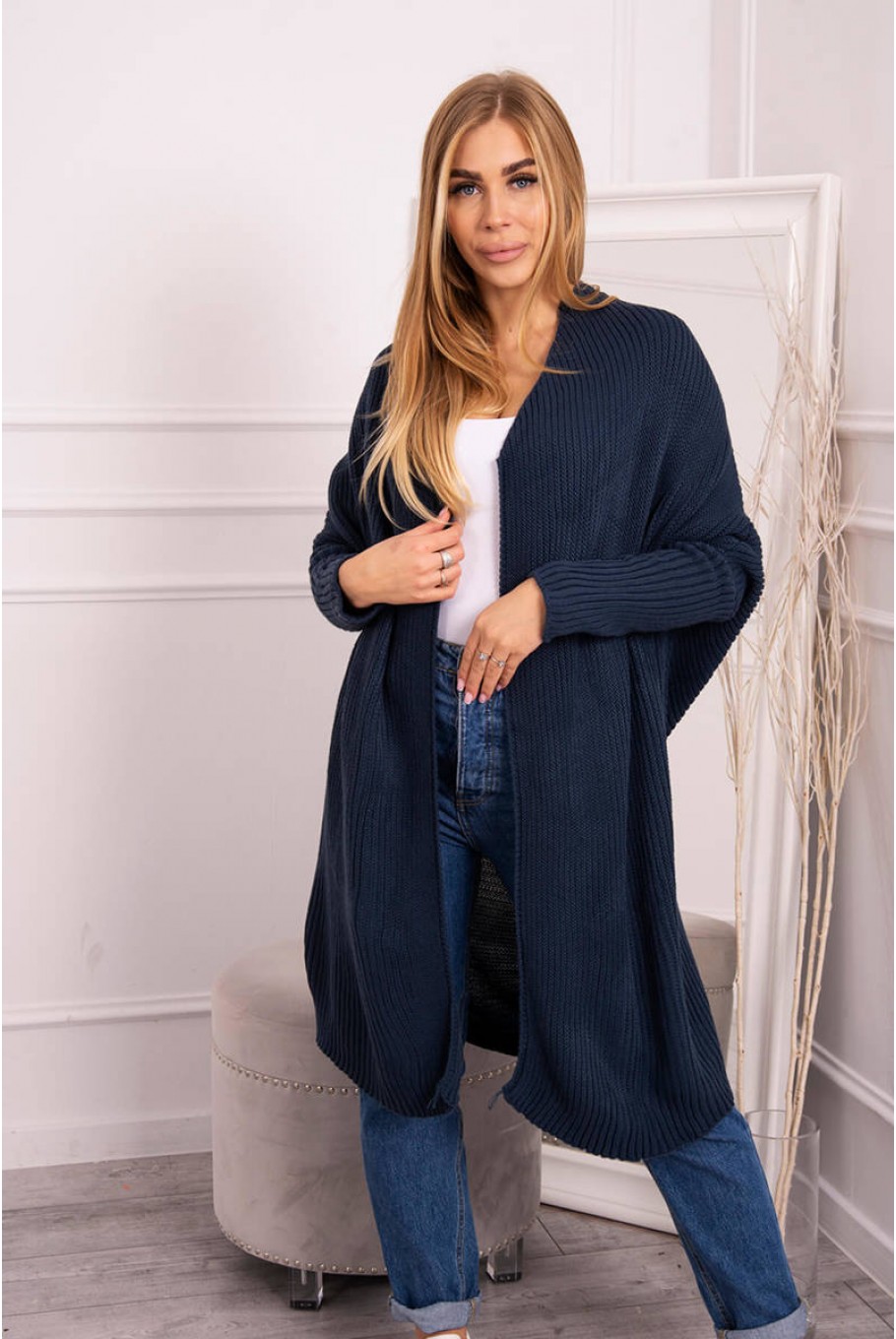cardigan dama tricotat toamna bleumarin